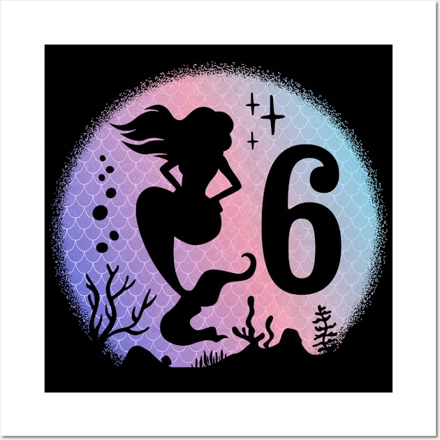 Girls 6th Birthday This Mermaid Is 6 Years Old Kids Wall Art by easypeasygraphics